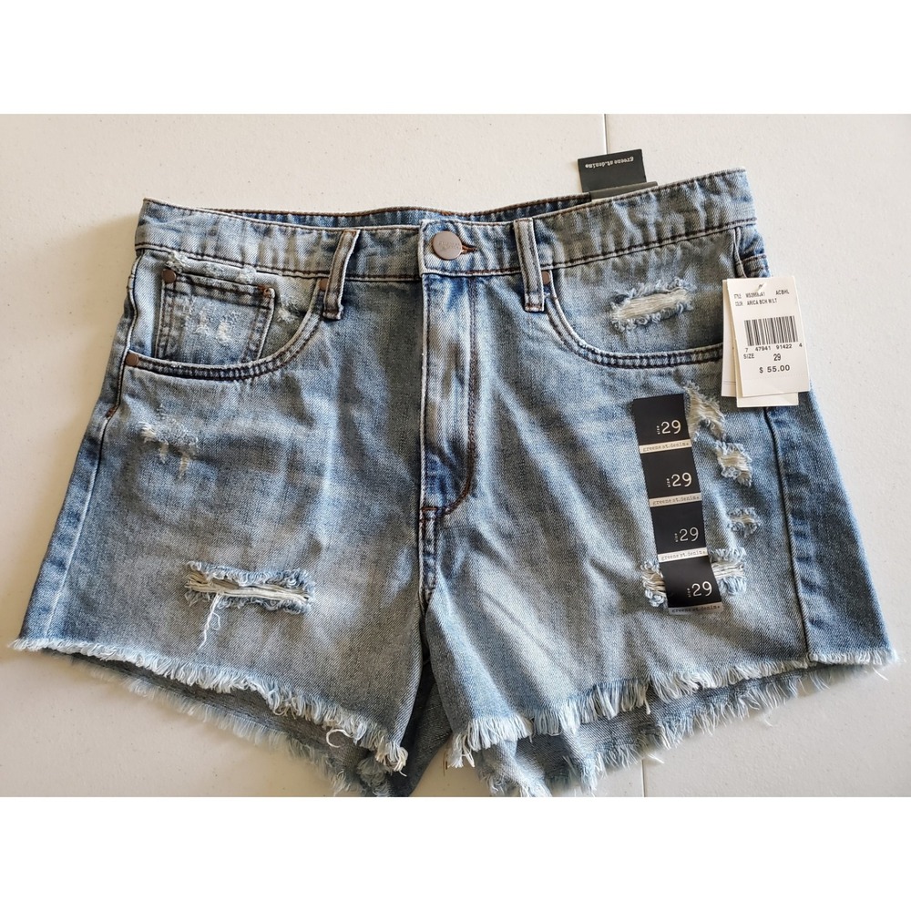 NWT Greene St Denim High Rise Boyfriend Shorts Distressed Womens Size‎ 29